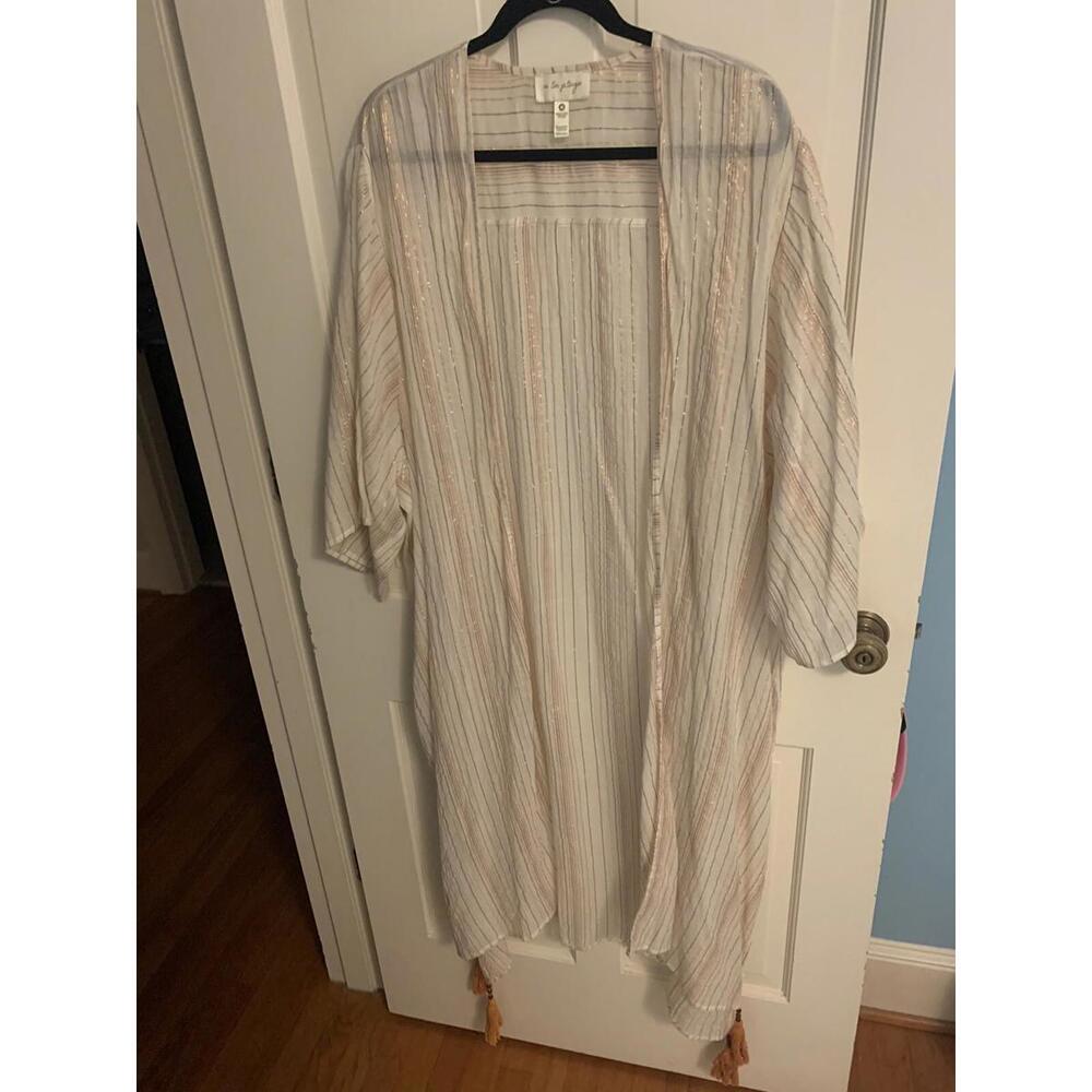 a la plage multi metallic stripe kimono size medium (fits like one size)